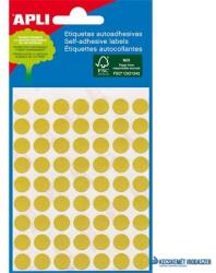 APLI Etikett, 8 mm kör, kézzel írható, színes, APLI, sárga, 288 etikett/csomag (LCA2044) - kecskemetirodaszer