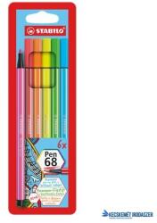STABILO Filctoll készlet, 1 mm, STABILO "Pen 68", 6 neon szín (TST68061) - kecskemetirodaszer