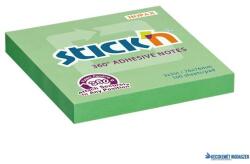 STICK N Öntapadó jegyzettömb, 76x76 mm, 100 lap, STICK N, zöld (SN21552) - kecskemetirodaszer