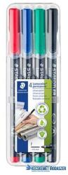 STAEDTLER Alkoholos marker készlet, OHP, 0, 6 mm, STAEDTLER "Lumocolor® 318 F", 4 különböző szín (TS318WP4) - kecskemetirodaszer