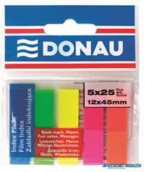 DONAU Jelölőcímke, műanyag, 5x25 lap, 12x45 mm, DONAU, neon szín (D7577) - kecskemetirodaszer
