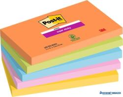 3M Öntapadó jegyzettömb, 76x127 mm, 5x90 lap, 3M POSTIT "Super Sticky Boots", vegyes színek (LP6555SSBO) - kecskemetirodaszer