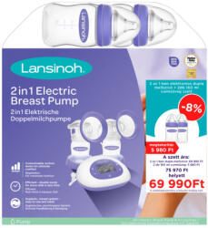 Lansinoh 2 az 1-ben elektromos dupla mellszívó + 2 db 160 ml cumisüveg szett
