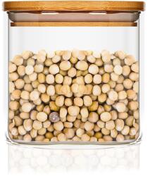 Klarstein Szögletes élelmiszertároló edény bambusz fedéllel, 10 × 10 × 10 cm, 700 ml, légmentes, szilikon tömítéssel (BW-10177-004) (BW-10177-004)