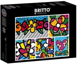 Bluebird Puzzle 1500 db-os puzzle - Romero Britto - Collage: Hearts and Flowers (90020) (90020)