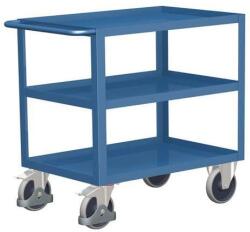 Variofit Polcos kocsi fogantyúval, 400 kg-ig, 3 polc emelt élekkel, 91 x 98, 5 x 50 mm, kék