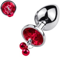 Passion Labs Dop Anal Metalic cu Clopotei Ring My Bells, Argintiu/Rosu, Medium, 8 cm, Passion Labs