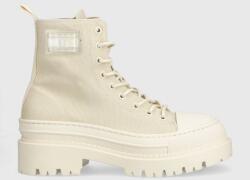 Tommy Jeans botine TJW FOXING CANVAS BOOT femei, culoarea bej, cu platforma, EN0EN02216 9BYX-OBD06E_01X (EN0EN02216)