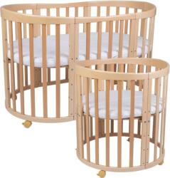 TEMPO KONDELA Pătuţ oval crescător pentru copii cu saltea 7 în 1, natural, NIKO