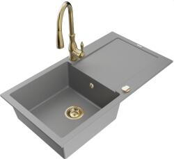 Mexen Leo, 1 kamrás gránit mosogató 900x500x190 mm és Savita mosogató csaptelep, szürke, 6501-71-672601-50 (6501-71-672601-50)