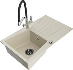 Mexen Cesar, 1 kamrás gránit mosogató 775x470x190 mm és Duo mosogató csaptelep, bézs, 6514-69-671701-07-B (6514-69-671701-07-B)