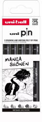 uni UNI PIN 5 darabos rajzmarker készlet Manga Shonen (Black Brush, fekete rajzmarker: 0, 05/0, 3/0, 8/1, 2 mm)
