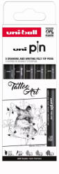 uni UNI PIN 5 darabos rajzmarker készlet Tattoo Art (fekete rajzmarker: 0.1/0.2/0.7, Vágott 3.0, Black Brush)