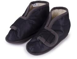 Vlnka TV Merino papucs tépőzárral, fekete felnőtt cipő méret S-M