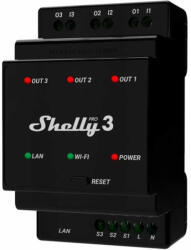 Shelly Releu inteligent Shelly Pro 3 - 3canale, WiFi, LAN, sina DIN, control aplicatie, compatibil Amazon Alexa, Google Assistant si Home Assistant (3800235268094)