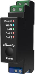 Shelly Releu inteligent Shelly Pro 2PM - 2 canale cu contor de energie, WiFi, LAN, sina DIN, control aplicatie, compatibil Amazon Alexa, Google Assistant si Home Assistant (3800235268032)