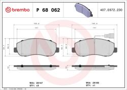 BREMBO set placute frana, frana disc BREMBO P 68 062 - piesa-auto