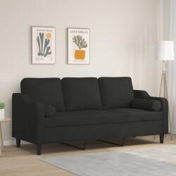 vidaXL Canapea cu 3 locuri cu pernuțe, negru, 180 cm, textil (3200857)
