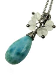  Larimár medál szivárvány holdkővel