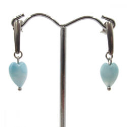  Szív csiszolású larimár fülbevaló