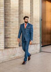 Elite Fashion Manzetti kék slim fit Öltönynadrág - 58 ( xl - xxl ) - elitedivat - 32 990 Ft