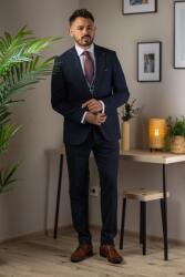 Elite Fashion Éjkék háromrészes slim Öltöny - 58 ( xl - xxl )