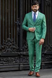 Elite Fashion Világoszöld háromrészes slim Öltöny - 52 ( m-l )