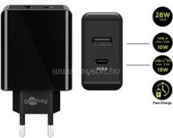 Goobay hálózati gyorstöltő 28W USB-A/USB-C, fekete (GOOBAY_44960) (GOOBAY_44960)