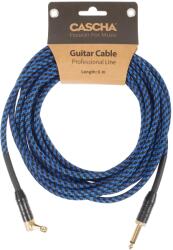 Cascha Professional Line Guitar Cable, Angled, Tweed Blue, 6 m