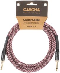 Cascha Professional Line Guitar Cable, Straight, Tweed Red, 3 m