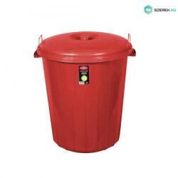 PLANET Kerek szemetes kuka, fedéllel, zárható, műanyag, eco piros, 70 L (UP106CLP) - szerek