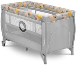 Lionelo - Patut pliant cu doua nivele, Stefi Plus, Cu intrare laterala cu fermoar, 2 roti, 120 x 60 cm, Conform cu standardul eu - roua - 300,00 RON