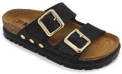  0Ft kiszállítás! Leon Comfortstep 6010 fekete női bőr papucs 36-41- Birkenstockhoz hasonlatos talppal
