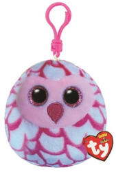 Ty Squishy Beanies plüss figura kulcstartó - Pinky, a rózsaszín bagoly (8, 5 cm) (TY_39563)