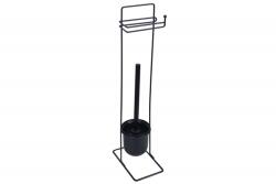 BISK 07926 Square álló WC-papír és kefetartó, fekete