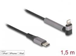 Delock Cablu USB type C la iPhone Lightning drept/unghi MFI T-T 1.5m cu functie de stand, Delock 85405 (85405)