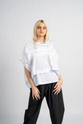 SHOPIKA Bluza alba asimetrica, extravaganta, din bumbac satinat Talie unica