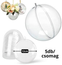 Ajándéktartó szétválasztható gömb műanyag 12cm 5db/csomag - papelito