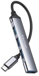 AWEI CL-150T Type-C HUB 4in1 (elosztó, 4 USB aljzat, 13cm) FEKETE (CL-150T) - bluedigital