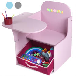 Suporto Set Masuta Cu Scaun Incorporat pentru Copii, 3 In 1, Din Lemn Mdf, Varsta 3-6 ani Roz