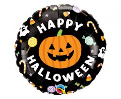 GoDan Balon din folie - cerc negru Happy Halloween