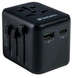 Verbatim Utazó adapter, univerzális, USB-A(QC 3.0)/USB-C(PD20W)2xUSB, VERBATIM UTA-02 (49544)