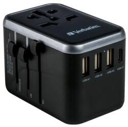 Verbatim Utazó adapter, univerzális, USB-A(QC 3.0)/USB-C(PD61W)2xUSB, VERBATIM UTA-04 (49546)