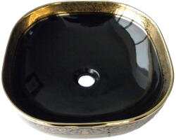 INSTECH Lavoar ceramic Patrat - 41, 5 cm Negru - Auriu , Montaj pe blat 3148