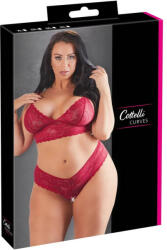 Cottelli Collection Plus Size - puha csipke melltartó szett (piros) (22124043051) - szexshop
