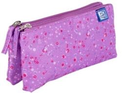 OXFORD Penar Oxford 2 Zip Floral, tip etui dublu, 2 fermoare, culoare mov inchis 400159627 Penar