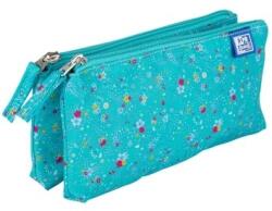 OXFORD Penar Oxford 2 Zip Floral, tip etui dublu, 2 fermoare, culoare turcoaz 400159625 Penar