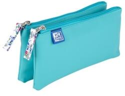 OXFORD Penar Oxford 2 Zip Floral Pastel, tip etui dublu, inchidere cu fermoar, culoare turcoaz 400159518 Penar