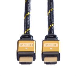 Roline Kábel HDMI- HDMI + Ethernet, 4K30Hz, M/M, 15 m, fekete/arany 11.04. 5508-5 (11.04.5508-5)