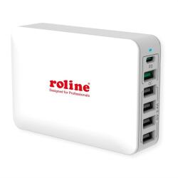 Roline Töltő USB3.0, Type-A 4p, Type-C 1p, QC Type-A 1p, fehér 19.11. 1055-10 (19.11.1055-10)
